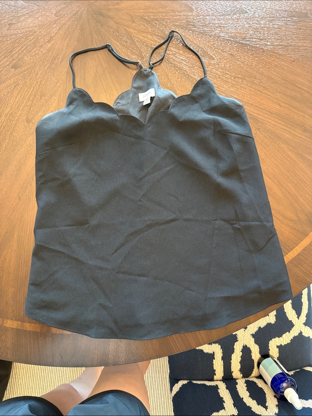 J. Crew Factory Black Scalloped Cami Top